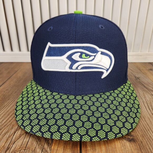 Seattle Seahawks New Era 59fifty Size 7 3/8 Hat Cap Blue Green Hex Tech Sideline - Picture 2 of 11